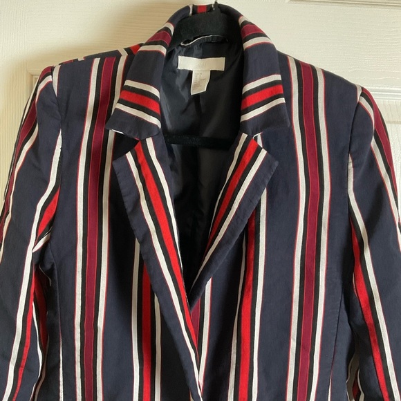 H&M Red Blue White Striped Blazer size 8 - Picture 3 of 8